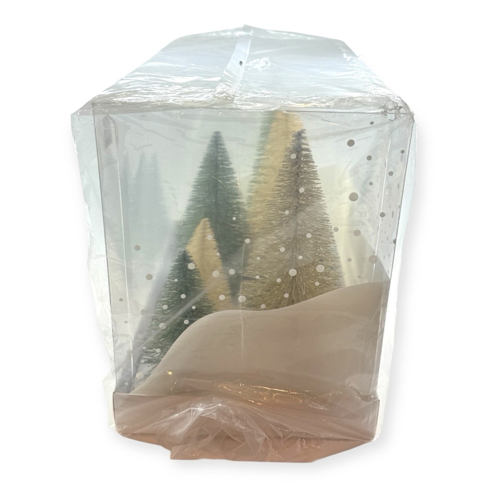 Crate & Barrel Sage & Silver Bottle Brush Christmas Trees Set of 8 New Sealed - Picture 5 of 6